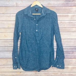 H&M Cambray Linen Blend Shirt #E13